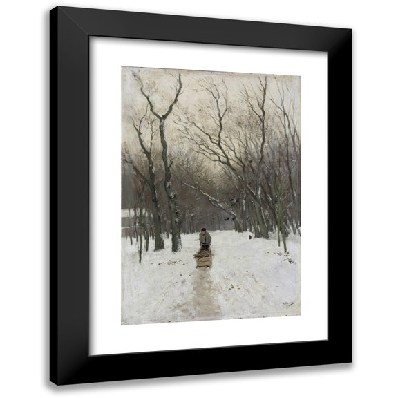 Anton Mauve 17x24 Black Modern Framed Museum Art Print Titled - Winter in the Scheveningen Woods (1870 - 1888)