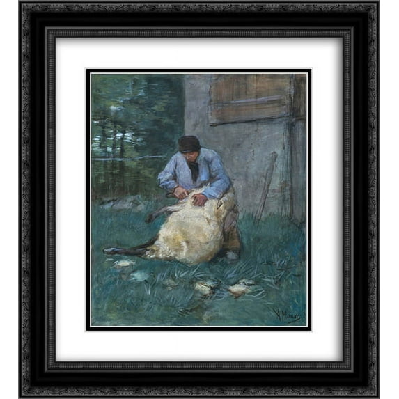 Anton Mauve 2x Matted 20x24 Black Ornate Framed Art Print 'Schapenscheerder'