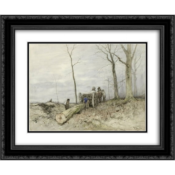Anton Mauve 2x Matted 24x20 Black Ornate Framed Art Print 'De mallejan'