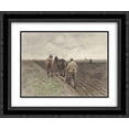 thumbnail image 1 of Anton Mauve 2x Matted 24x20 Black Ornate Framed Art Print 'Ploegende boer', 1 of 2