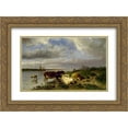 thumbnail image 1 of Anton Mauve 2x Matted 24x20 Gold Ornate Framed Art Print 'Landscape with Cattle', 1 of 2