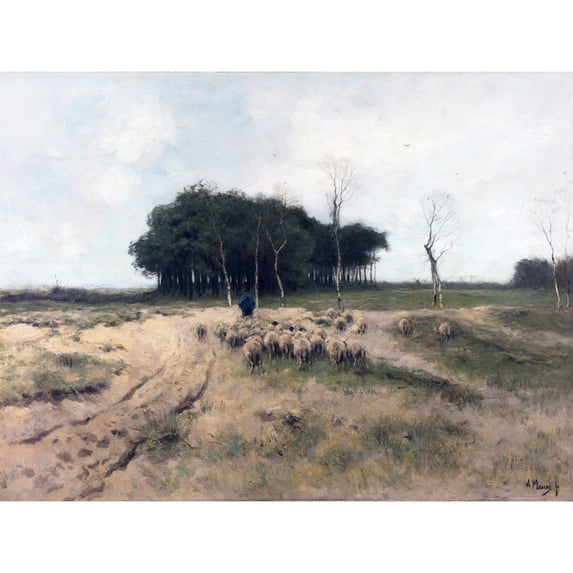 Anton Mauve On The Heath Near Laren Sheep Painting Extra Large XL Wall Art Poster Print