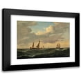 thumbnail image 1 of Anton Melbye 24x18 Black Modern Framed Museum Art Print Titled - Dutch Koff and Ship of the Line in a Moderate Breeze (1840), 1 of 5
