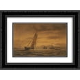 thumbnail image 1 of Anton Melbye 2x Matted 24x20 Black Ornate Framed Art Print 'Numerous sailing ships at sea', 1 of 2