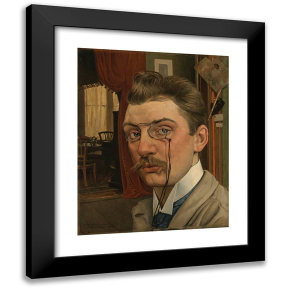 Anton Molkenboer 12x14 Black Modern Framed Museum Art Print Titled - Self -Portrait in the Atelier (1896)