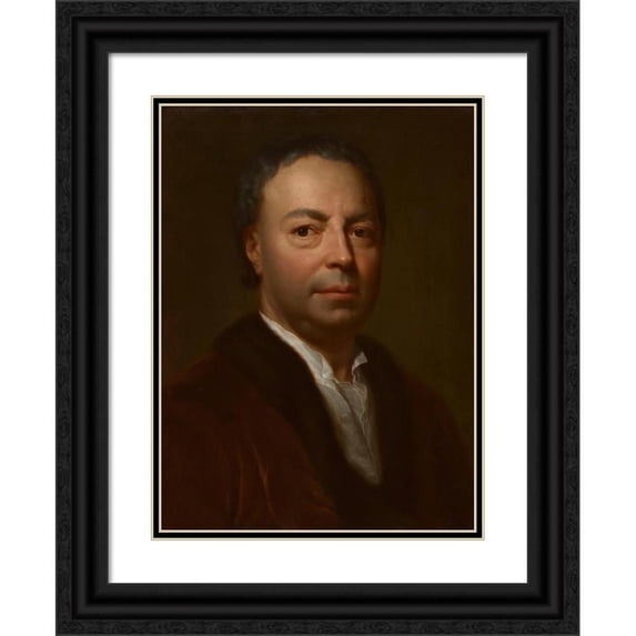 Anton Raphael Mengs 11x14 Black Ornate Wood Framed Double Matted Museum Art Print Titled: Portrait of the Artist's Father, Ismael Mengs (1747-1748)