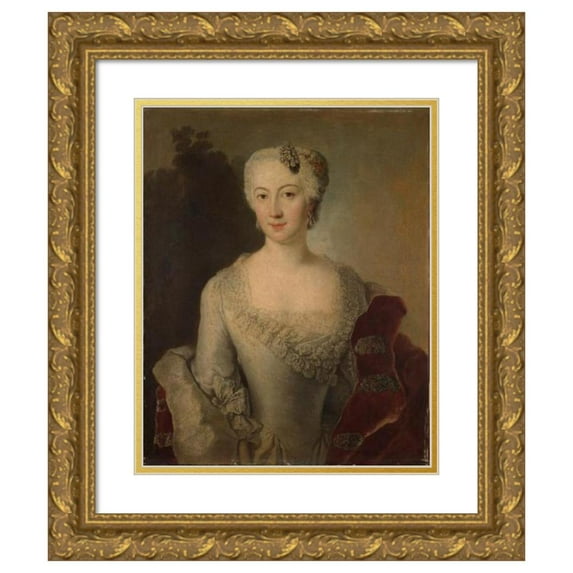 Anton Raphael Mengs 12x14 Gold Ornate Wood Frame and Double Matted Museum Art Print Titled - Portrait of a Woman (18th Century)