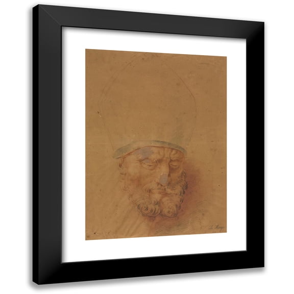Anton Raphael Mengs 14x18 Black Modern Framed Museum Art Print Titled - Head of a Bishop (Third Quarter 1700s)