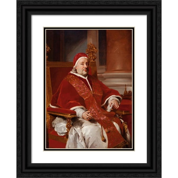 Anton Raphael Mengs 18x24 Black Ornate Framed Double Matted Museum Art Print Titled: Portrait of Pope Clement XIII (circa 1760)