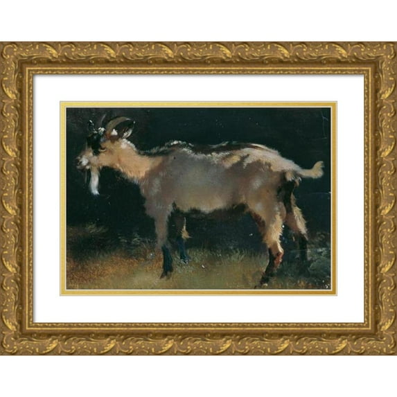 Anton Schrödl 18x14 Gold Ornate Wood Frame and Double Matted Museum Art Print Titled - Goat