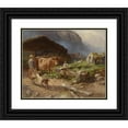 thumbnail image 1 of Anton Schrödl 18x15 Black Ornate Wood Framed Double Matted Museum Art Print Titled - On the Alm, 1 of 5