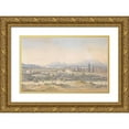 thumbnail image 1 of Anton Schranz 14x11 Gold Ornate Wood Frame and Double Matted Museum Art Print Titled - Landscape in Malta (Approx. 1860), 1 of 4