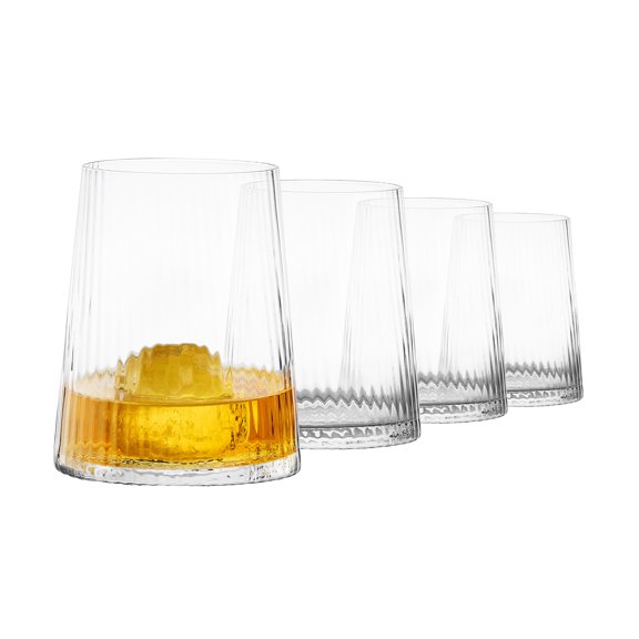 Anton Studio Designs Empire Double Old Fashioned Tumblers, Set of 4, Clear