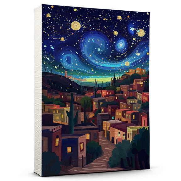 Anton Travel Canvas Art Print, Texas Wall Canvas Starry Night, Anton Canvas Painting decorTexas Travel Picture -97AZ49