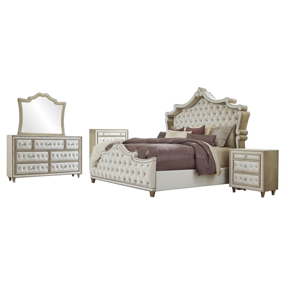 Antonella Upholstered Queen Panel Bed Ivory