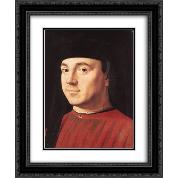 Antonello da Messina 2x Matted 20x24 Black Ornate Framed Art Print 'Portrait of a Man'
