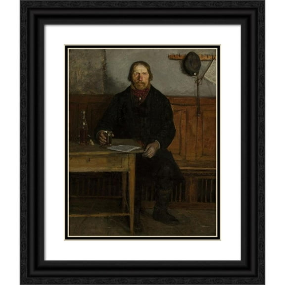 Antoni Piotrowski 20x24 Black Ornate Framed Double Matted Museum Art Print Titled: In a Tavern (1877)