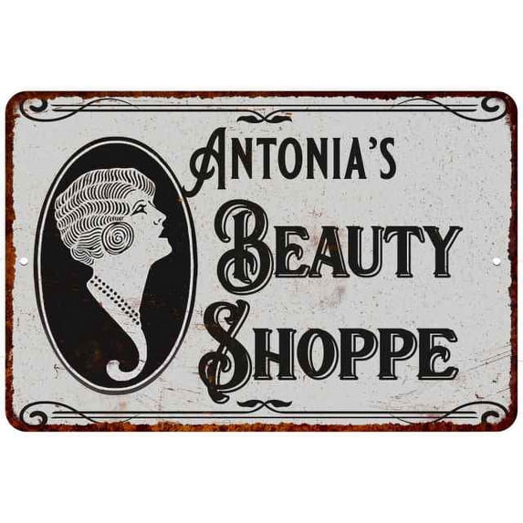 Antonia's Beauty Shoppe Chic Sign Vintage Decor 8x12 Metal Sign 108120021429