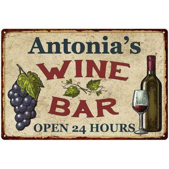 Antonia's Rustic Wine Bar Sign Wall Decor Kitchen Gift 12 x 18 Matte Finish Metal 112180056791