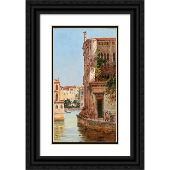 Antonietta Brandeis 12x18 Black Ornate Wood Framed Double Matted Museum Art Print Titled - Venice, Palazzo Contarini