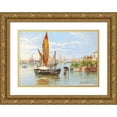 thumbnail image 1 of Antonietta Brandeis 14x11 Gold Ornate Wood Frame and Double Matted Museum Art Print Titled - Barche De Pesche, Venice, 1 of 4