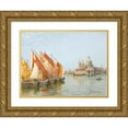 thumbnail image 1 of Antonietta Brandeis 18x14 Gold Ornate Wood Frame and Double Matted Museum Art Print Titled - Fishing Boats, Venice, 1 of 4
