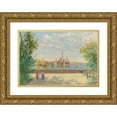 thumbnail image 1 of Antonietta Brandeis 18x14 Gold Ornate Wood Frame and Double Matted Museum Art Print Titled - Venice, in View of San Giorgio from the Giardini, 1 of 4