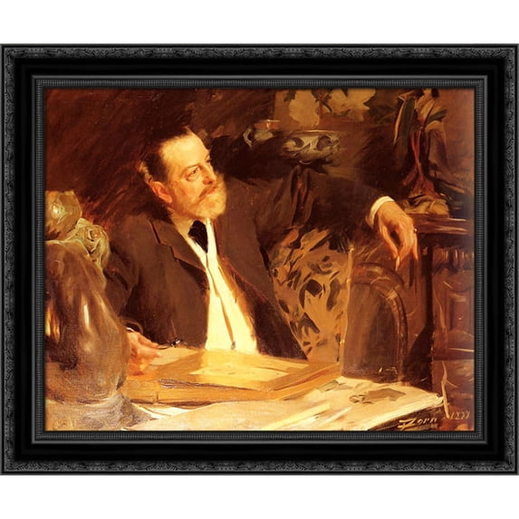 Antonin Proust 24x20 Black Ornate Wood Framed Canvas Art by Zorn, Anders