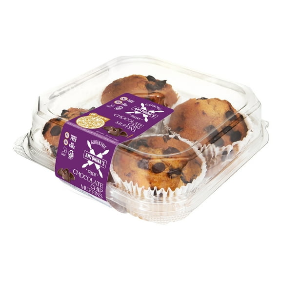 Antonina's Gluten-Free Bakery Kosher Chocolate Chip Frozen Muffins, 10.5 oz Pack, 4 Pack