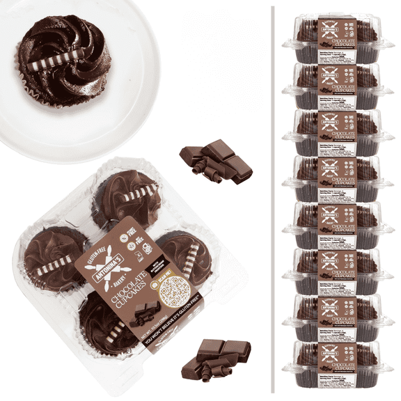 Antonina's Gluten-Free Chocolate Cupcakes, Certified Gluten-Free, Nut Free, Peanut Free, Eight 4-Packs (32 Cupcakes)