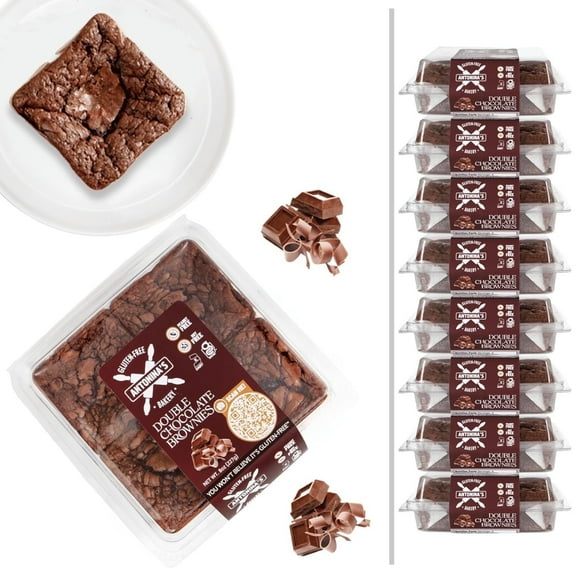 Antonina's Gluten-Free Double Chocolate Brownies, Certified Gluten-Free, Nut Free, Peanut Free, Eight 4-Packs (32 Brownies)