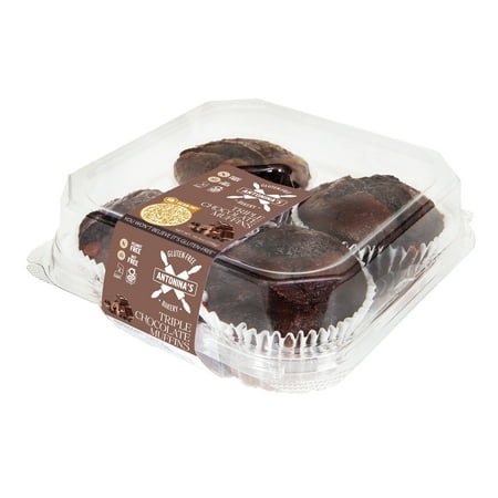 Antonina's Gluten Free Bakery Frozen Kosher Triple Chocolate Muffin 10.5oz 4 Pack
