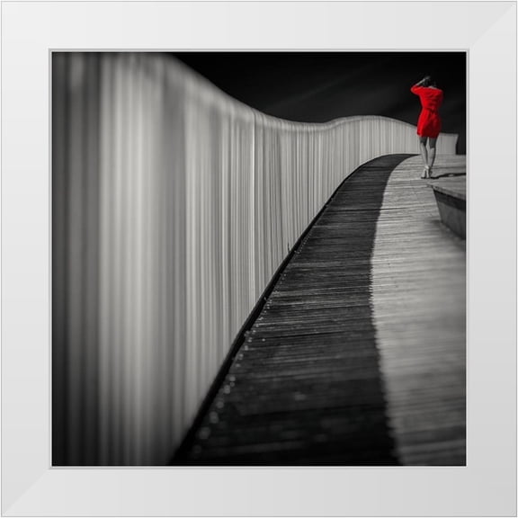 Antonio Cobo, Marco 12x12 White Modern Wood Framed Museum Art Print Titled - Woman in red