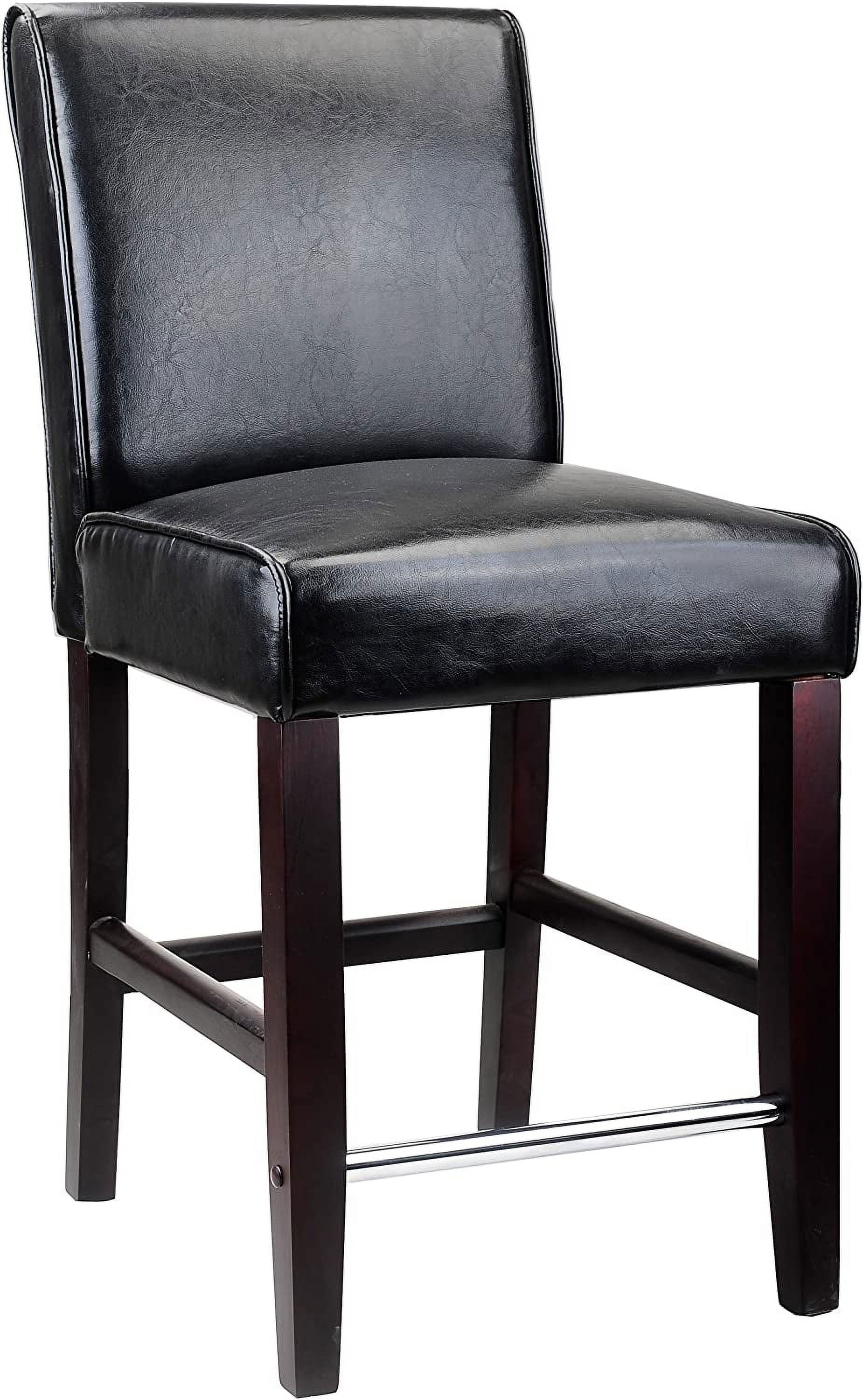 Antonio Counter Height Barstool in Black Bonded Leather, 25-Inch ...