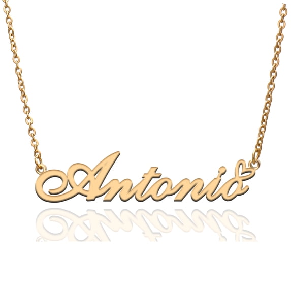 Antonio Custom Name Necklace Customized Personalized Plated Name Necklace for Mother Daughter Friendship Women Valentine's Day Christmas Birthday New Year Gold