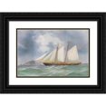 thumbnail image 1 of Antonio De Simone 14x11 Black Ornate Wood Framed Double Matted Museum Art Print Titled: English Protective Yacht in Front of the Rock Coast of Capri (1884), 1 of 5
