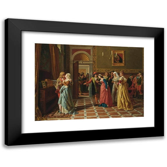 Antonio Ermolao Paoletti 24x18 Black Modern Framed Museum Art Print Titled - Bassanio Winning the Heart of Portia, the Merchant of Venice