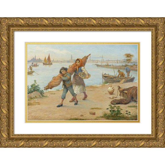 Antonio Ermolao Paoletti 24x18 Gold Ornate Framed and Double Matted Museum Art Print Titled - Return from the Catch