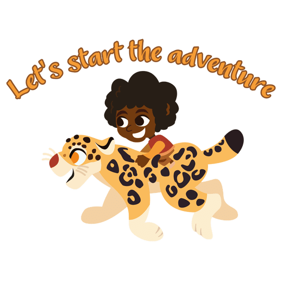 Antonio From Encanto an Animated Movie Riding a Leopard and the Quotation Let's Start the Adventure with Cartoon Design Art - 20" x 26"