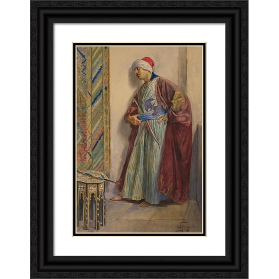 Antonio Gargiullo 18x24 Black Ornate Framed Double Matted Museum Art Print Titled: Standing Guard