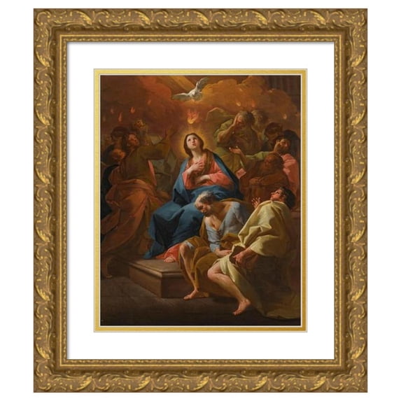 Antonio González Velázquez 12x14 Gold Ornate Wood Frame and Double Matted Museum Art Print Titled - The Pentecost