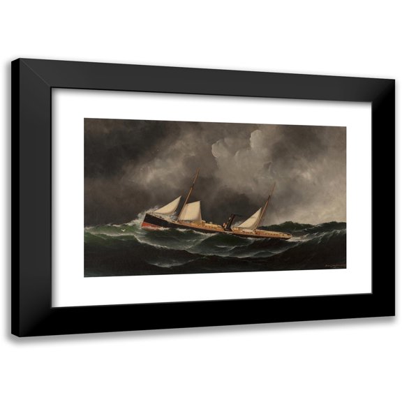Antonio Jacobsen 14x10 Black Modern Framed Museum Art Print Titled - Steam Ship (1877)