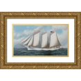 thumbnail image 1 of Antonio Jacobsen 24x15 Gold Ornate Framed and Double Matted Museum Art Print Titled - Three Masted Schooner ‘Andrew C. Pierce’ (1905), 1 of 4