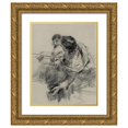 thumbnail image 1 of Antonio Mancini 12x14 Gold Ornate Wood Frame and Double Matted Museum Art Print Titled - Couple in a Boat, Man Leaning Over Edge, 1 of 4