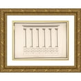 thumbnail image 1 of Antonio Maria Visentini 14x11 Gold Ornate Wood Frame and Double Matted Museum Art Print Titled - Ionic Colonnade (6 Columns) on Rusticated Base (1688-1782), 1 of 4