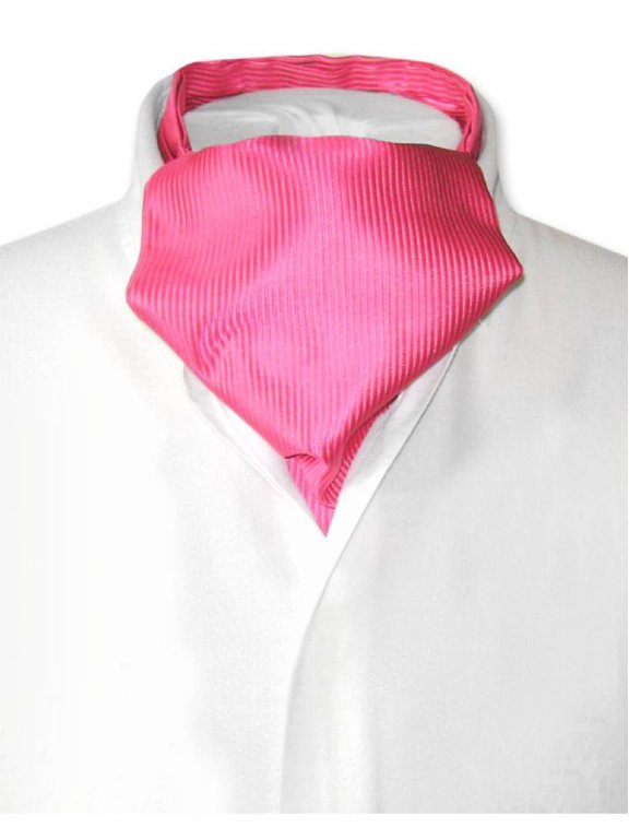 ASCOT Solid HOT PINK FUCHSIA Ribbed Color Cravat Men's Neck Tie