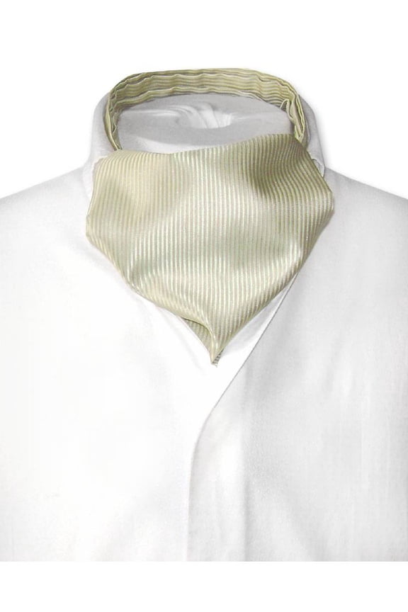 ASCOT Solid Light OLIVE Green Ribbed Color Cravat Men's Neck Tie
