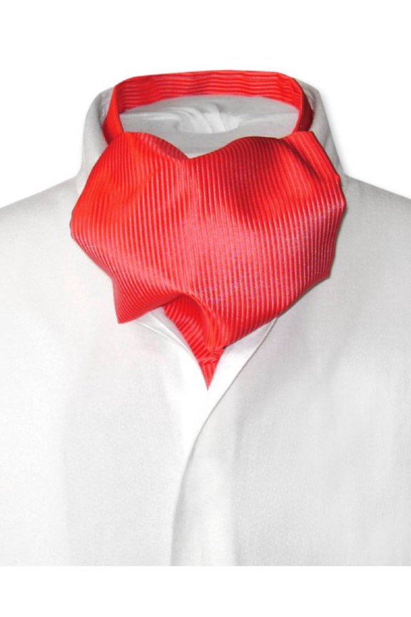 ASCOT Solid RED Ribbed Pattern Color Cravat Men's Neck Tie