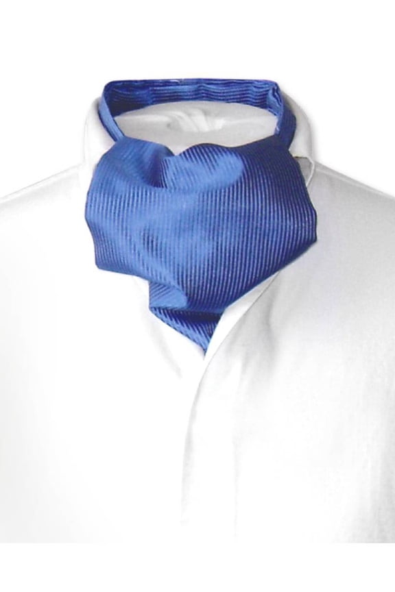ASCOT Solid ROYAL BLUE Ribbed Pattern Color Cravat Men's Neck Tie