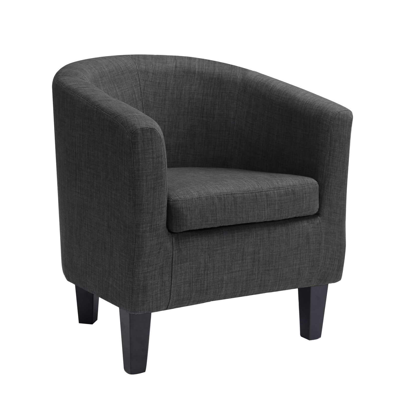 Dark Gray Velvet Barrel Armchair with Wood Legs